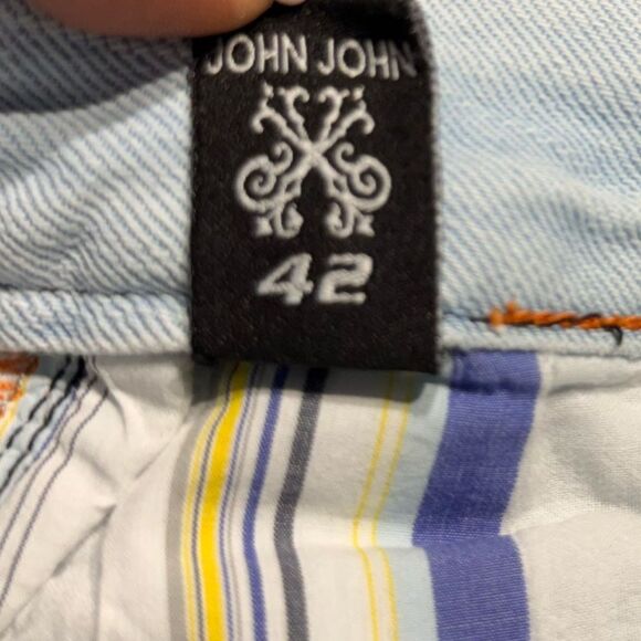 John John Light Blue Distressed Denim Shorts - Picture 6 of 6